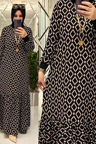 Afra pamuklu viskon elbise vizon