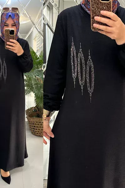 Hande elbise yumoş triko siyah