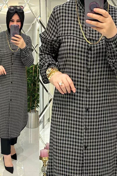 Nesli ekol kumaş gömlek kap gri